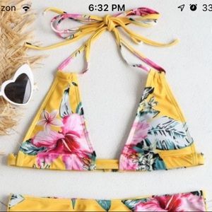 Floral halter bikini top